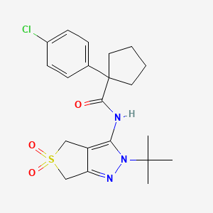 molecular formula C21H26ClN3O3S B2821571 N-(2-(tert-butyl)-5,5-dioxido-4,6-dihydro-2H-thieno[3,4-c]pyrazol-3-yl)-1-(4-chlorophenyl)cyclopentanecarboxamide CAS No. 449784-85-4