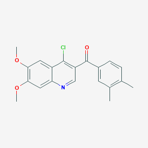 molecular formula C20H18ClNO3 B2821572 (4-Chloro-6,7-dimethoxyquinolin-3-yl)(3,4-dimethylphenyl)methanone CAS No. 1351800-23-1