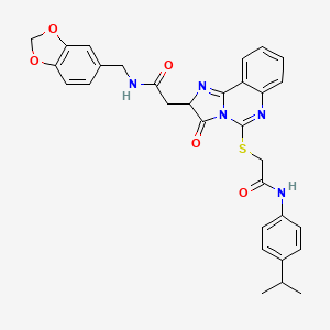 2-[(2-{2-[(1,3-benzodioxol-5-ylmethyl)amino]-2-oxoethyl}-3-oxo-2,3-dihydroimidazo[1,2-c]quinazolin-5-yl)thio]-N-(4-isopropylphenyl)acetamide