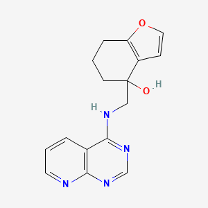molecular formula C16H16N4O2 B2821576 4-[(Pyrido[2,3-d]pyrimidin-4-ylamino)methyl]-6,7-dihydro-5H-1-benzofuran-4-ol CAS No. 2379996-33-3