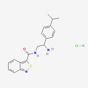 molecular formula C19H22ClN3OS B2821586 N-[2-Amino-2-(4-propan-2-ylphenyl)ethyl]-2,1-benzothiazole-3-carboxamide;hydrochloride CAS No. 2418663-27-9