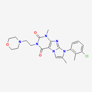 molecular formula C22H25ClN6O3 B2821592 8-(3-chloro-2-methylphenyl)-1,7-dimethyl-3-(2-morpholinoethyl)-1H-imidazo[2,1-f]purine-2,4(3H,8H)-dione CAS No. 887214-88-2