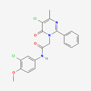 molecular formula C20H17Cl2N3O3 B2821593 N-(3-chloro-4-methoxyphenyl)-2-(5-chloro-4-methyl-6-oxo-2-phenylpyrimidin-1(6H)-yl)acetamide CAS No. 1421464-31-4
