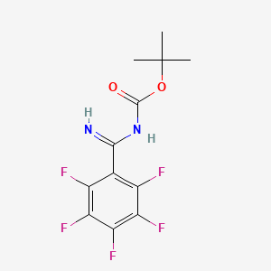 molecular formula C12H11F5N2O2 B2821598 Tert-butyl N-(2,3,4,5,6-pentafluorobenzenecarboximidoyl)carbamate CAS No. 1980048-36-9