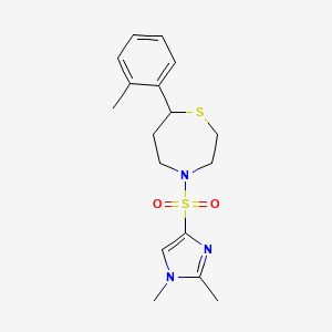 molecular formula C17H23N3O2S2 B2821610 4-((1,2-dimethyl-1H-imidazol-4-yl)sulfonyl)-7-(o-tolyl)-1,4-thiazepane CAS No. 1705884-49-6