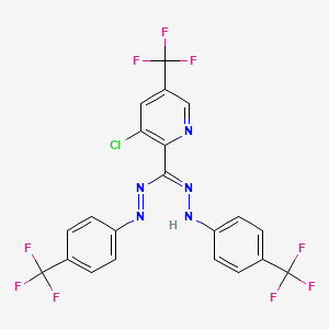 molecular formula C21H11ClF9N5 B2821615 3-chloro-5-(trifluoromethyl)-N'-[4-(trifluoromethyl)anilino]-N-[4-(trifluoromethyl)phenyl]iminopyridine-2-carboximidamide CAS No. 303997-58-2