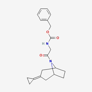 molecular formula C20H24N2O3 B2821621 benzyl (2-((1R,5S)-3-cyclopropylidene-8-azabicyclo[3.2.1]octan-8-yl)-2-oxoethyl)carbamate CAS No. 2309347-99-5