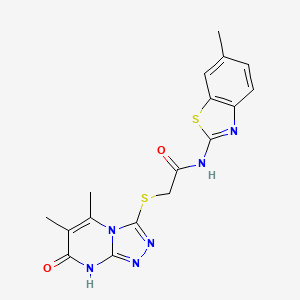 2-((5,6-dimethyl-7-oxo-7,8-dihydro-[1,2,4]triazolo[4,3-a]pyrimidin-3-yl)thio)-N-(6-methylbenzo[d]thiazol-2-yl)acetamide