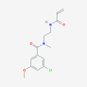 molecular formula C14H17ClN2O3 B2821623 3-Chloro-5-methoxy-N-methyl-N-[2-(prop-2-enoylamino)ethyl]benzamide CAS No. 2418726-39-1