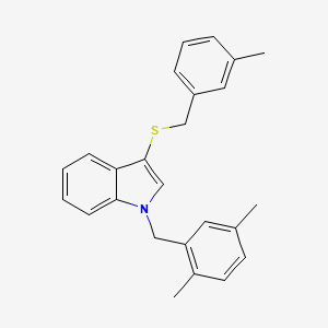 molecular formula C25H25NS B2821626 1-(2,5-二甲基苯甲基)-3-((3-甲基苯甲基)硫代)-1H-吲哚 CAS No. 681279-34-5