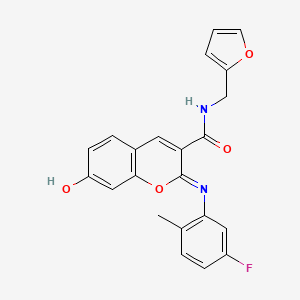 molecular formula C22H17FN2O4 B2821631 (2Z)-2-[(5-氟-2-甲基苯基)亚胺]-N-(呋喃-2-基甲基)-7-羟基-2H-香豆素-3-甲酰胺 CAS No. 1327194-45-5