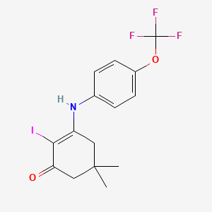 2-Iodo-5,5-dimethyl-3-((4-(trifluoromethoxy)phenyl)amino)cyclohex-2-EN-1-one