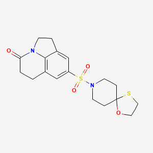 molecular formula C18H22N2O4S2 B2821640 8-(1-氧杂-4-硫-8-氮杂螺[4.5]癸烷-8-基磺酰)-5,6-二氢-1H-吡咯并[3,2,1-ij]喹啉-4(2H)-酮 CAS No. 1797745-13-1