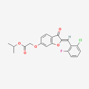 molecular formula C20H16ClFO5 B2821655 (Z)-isopropyl 2-((2-(2-chloro-6-fluorobenzylidene)-3-oxo-2,3-dihydrobenzofuran-6-yl)oxy)acetate CAS No. 844830-37-1