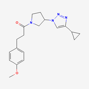 molecular formula C19H24N4O2 B2821685 1-(3-(4-cyclopropyl-1H-1,2,3-triazol-1-yl)pyrrolidin-1-yl)-3-(4-methoxyphenyl)propan-1-one CAS No. 2034293-79-1