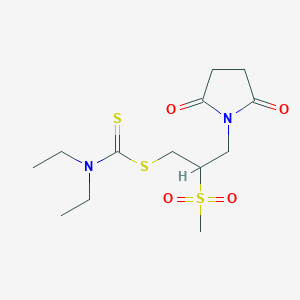 molecular formula C13H22N2O4S3 B2821697 3-(2,5-dioxo-1-pyrrolidinyl)-2-(methylsulfonyl)propyl N,N-diethylcarbamodithioate CAS No. 155170-60-8