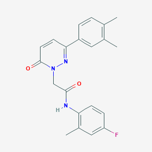 molecular formula C21H20FN3O2 B2821699 2-(3-(3,4-dimethylphenyl)-6-oxopyridazin-1(6H)-yl)-N-(4-fluoro-2-methylphenyl)acetamide CAS No. 1252917-85-3