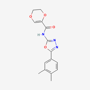 molecular formula C15H15N3O4 B2821701 N-(5-(3,4-二甲基苯基)-1,3,4-噁二唑-2-基)-5,6-二氢-1,4-二氧杂环己烷-2-甲酰胺 CAS No. 899734-60-2