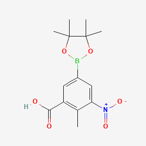 molecular formula C14H18BNO6 B2821704 2-甲基-3-硝基-5-(四甲基-1,3,2-二氧硼杂环戊-2-基)苯甲酸 CAS No. 2377607-48-0