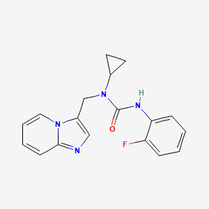 molecular formula C18H17FN4O B2821705 1-Cyclopropyl-3-(2-fluorophenyl)-1-(imidazo[1,2-a]pyridin-3-ylmethyl)urea CAS No. 1448070-31-2
