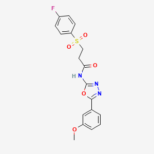 3-(4-fluorophenyl)sulfonyl-N-[5-(3-methoxyphenyl)-1,3,4-oxadiazol-2-yl]propanamide