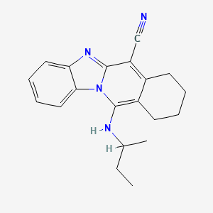 molecular formula C20H22N4 B2821711 9-[(丁基)氨基]-10,17-二氮杂四环[8.7.0.0^{3,8}.0^{11,16}]十六烯-2-甲腈 CAS No. 861115-24-4