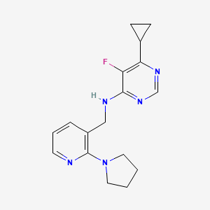 molecular formula C17H20FN5 B2821720 6-cyclopropyl-5-fluoro-N-{[2-(pyrrolidin-1-yl)pyridin-3-yl]methyl}pyrimidin-4-amine CAS No. 2415472-60-3