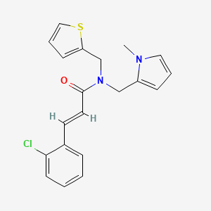 (E)-3-(2-chlorophenyl)-N-((1-methyl-1H-pyrrol-2-yl)methyl)-N-(thiophen-2-ylmethyl)acrylamide