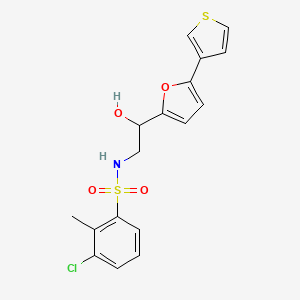 molecular formula C17H16ClNO4S2 B2821729 3-chloro-N-(2-hydroxy-2-(5-(thiophen-3-yl)furan-2-yl)ethyl)-2-methylbenzenesulfonamide CAS No. 2034490-93-0