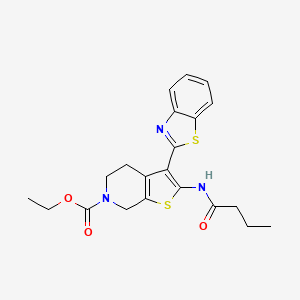 molecular formula C21H23N3O3S2 B2821731 ethyl 3-(benzo[d]thiazol-2-yl)-2-butyramido-4,5-dihydrothieno[2,3-c]pyridine-6(7H)-carboxylate CAS No. 946309-54-2