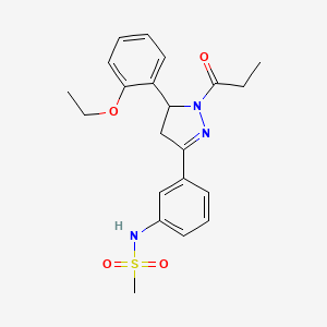 molecular formula C21H25N3O4S B2821734 N-[3-[3-(2-ethoxyphenyl)-2-propanoyl-3,4-dihydropyrazol-5-yl]phenyl]methanesulfonamide CAS No. 852141-83-4