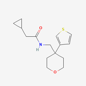 molecular formula C15H21NO2S B2821746 2-cyclopropyl-N-((4-(thiophen-3-yl)tetrahydro-2H-pyran-4-yl)methyl)acetamide CAS No. 2319786-06-4