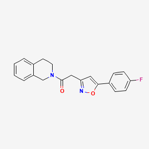 molecular formula C20H17FN2O2 B2821758 1-(3,4-dihydroisoquinolin-2(1H)-yl)-2-(5-(4-fluorophenyl)isoxazol-3-yl)ethanone CAS No. 953226-80-7