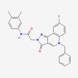 molecular formula C27H23FN4O2 B2821759 2-(5-benzyl-8-fluoro-3-oxo-3,5-dihydro-2H-pyrazolo[4,3-c]quinolin-2-yl)-N-(3,4-dimethylphenyl)acetamide CAS No. 931929-41-8