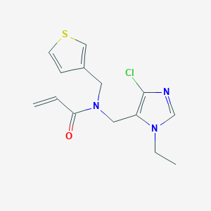 molecular formula C14H16ClN3OS B2821764 N-[(5-Chloro-3-ethylimidazol-4-yl)methyl]-N-(thiophen-3-ylmethyl)prop-2-enamide CAS No. 2411308-35-3