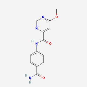 molecular formula C13H12N4O3 B2821765 N-(4-羰胺基苯基)-6-甲氧基嘧啶-4-羧酰胺 CAS No. 2034256-18-1