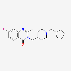 molecular formula C21H28FN3O B2821766 3-[[1-(Cyclopentylmethyl)piperidin-4-yl]methyl]-7-fluoro-2-methylquinazolin-4-one CAS No. 2415573-94-1