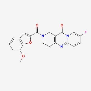 molecular formula C21H16FN3O4 B2821767 13-fluoro-5-(7-methoxy-1-benzofuran-2-carbonyl)-1,5,9-triazatricyclo[8.4.0.03,8]tetradeca-3(8),9,11,13-tetraen-2-one CAS No. 2034267-71-3