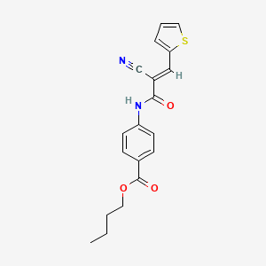 molecular formula C19H18N2O3S B2821774 (E)-丁基-4-(2-氰-3-(噻吩-2-基)丙烯酰胺基)苯甲酸乙酯 CAS No. 327063-17-2
