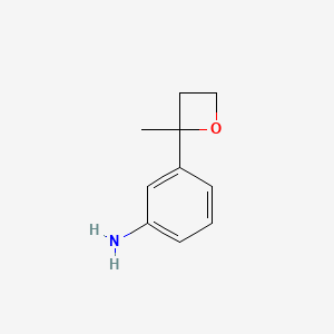 molecular formula C10H13NO B2821775 3-(2-甲氧基氧杂环丁烷-2-基)苯胺 CAS No. 2408958-46-1