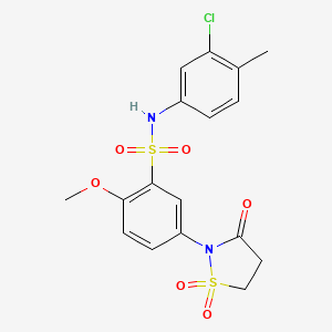 molecular formula C17H17ClN2O6S2 B2821778 N-(3-chloro-4-methylphenyl)-5-(1,1-dioxido-3-oxoisothiazolidin-2-yl)-2-methoxybenzenesulfonamide CAS No. 1015605-53-4