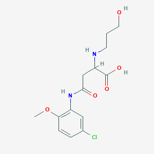 molecular formula C14H19ClN2O5 B2821787 4-(5-Chloro-2-methoxyanilino)-2-(3-hydroxypropylamino)-4-oxobutanoic acid CAS No. 1026770-21-7