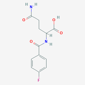 molecular formula C12H13FN2O4 B2821798 4-羰胺基-2-[(4-氟苯基)甲酰胺]丁酸 CAS No. 1396962-29-0