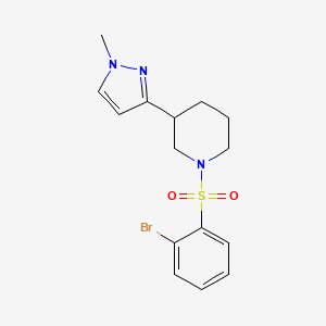 molecular formula C15H18BrN3O2S B2821799 1-((2-bromophenyl)sulfonyl)-3-(1-methyl-1H-pyrazol-3-yl)piperidine CAS No. 2034557-44-1