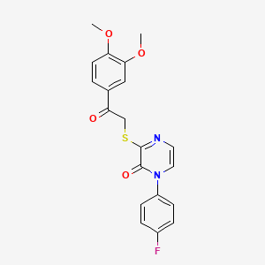 molecular formula C20H17FN2O4S B2821807 3-((2-(3,4-dimethoxyphenyl)-2-oxoethyl)thio)-1-(4-fluorophenyl)pyrazin-2(1H)-one CAS No. 946238-19-3