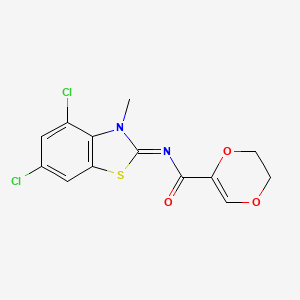 molecular formula C13H10Cl2N2O3S B2821810 (Z)-N-(4,6-dichloro-3-methylbenzo[d]thiazol-2(3H)-ylidene)-5,6-dihydro-1,4-dioxine-2-carboxamide CAS No. 851080-43-8