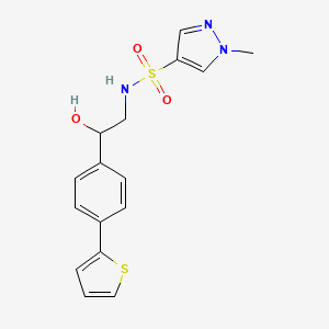 molecular formula C16H17N3O3S2 B2821815 N-[2-Hydroxy-2-(4-thiophen-2-ylphenyl)ethyl]-1-methylpyrazole-4-sulfonamide CAS No. 2380191-29-5