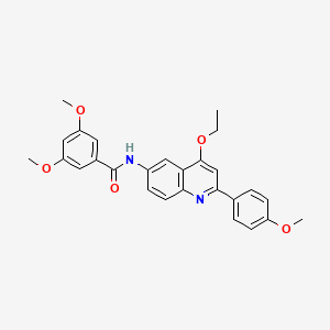 molecular formula C27H26N2O5 B2821817 4-{[1-(4-cyanobenzoyl)pyrrolidin-2-yl]methoxy}-N-cyclopropylbenzamide CAS No. 1358252-19-3