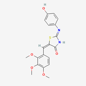 molecular formula C19H18N2O5S B2821825 (2E,5E)-2-((4-hydroxyphenyl)imino)-5-(2,3,4-trimethoxybenzylidene)thiazolidin-4-one CAS No. 476668-30-1