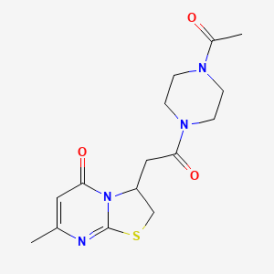 molecular formula C15H20N4O3S B2821826 3-(2-(4-acetylpiperazin-1-yl)-2-oxoethyl)-7-methyl-2H-thiazolo[3,2-a]pyrimidin-5(3H)-one CAS No. 953014-03-4